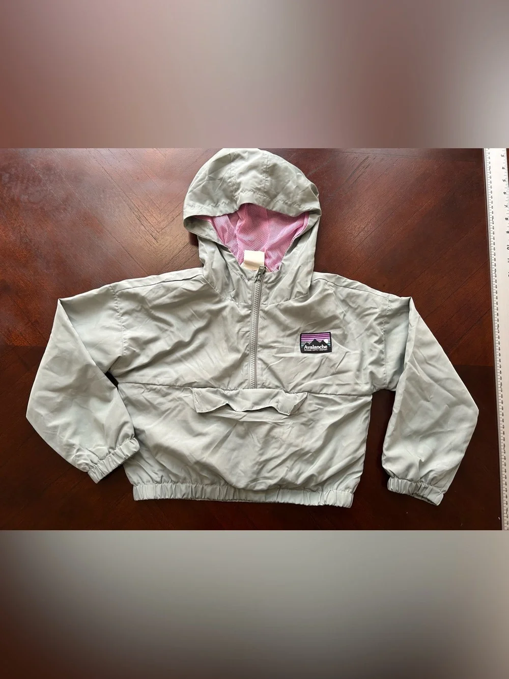 Avalanche Kids Sage Green Hooded Anorak Jacket size XS (5-6)
